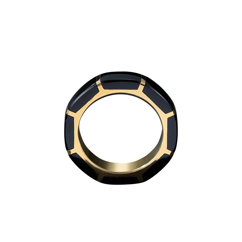 925 Sterling Silver Men's Natural Obsidian Fashion Ring