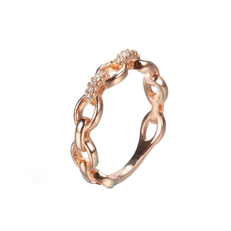 Hollow Zircon Rose Gold Plated Ring