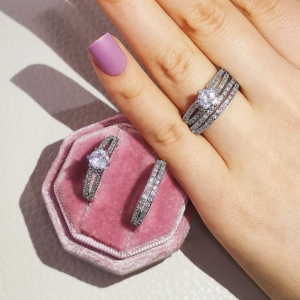 Luxury Round Geometric Premium Women's Combination Ring