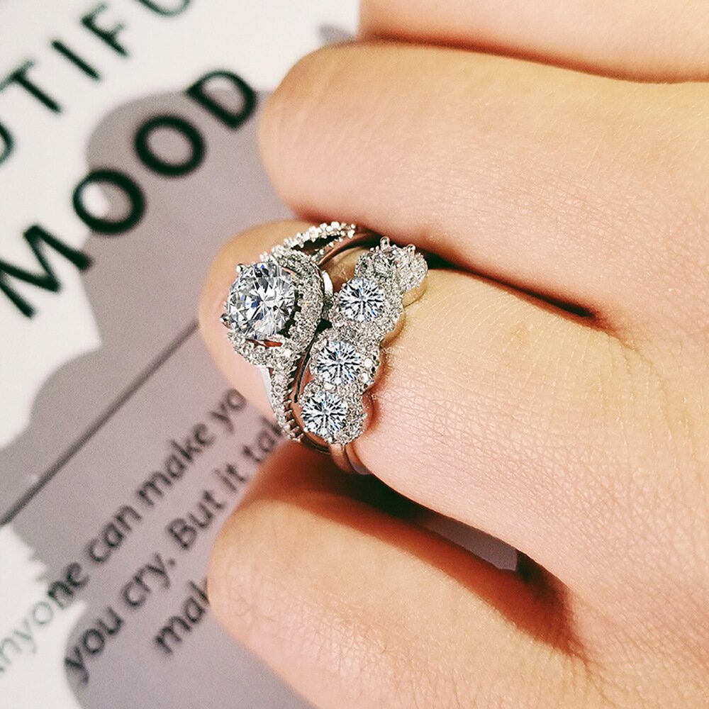 Luxury Round Geometric Premium Women's Combination Ring