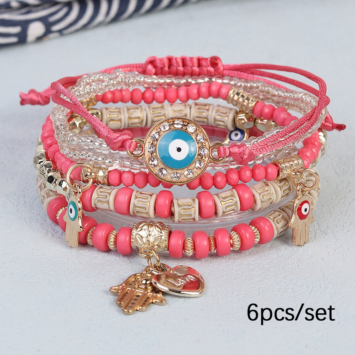 Hand-woven hand and eye bracelet