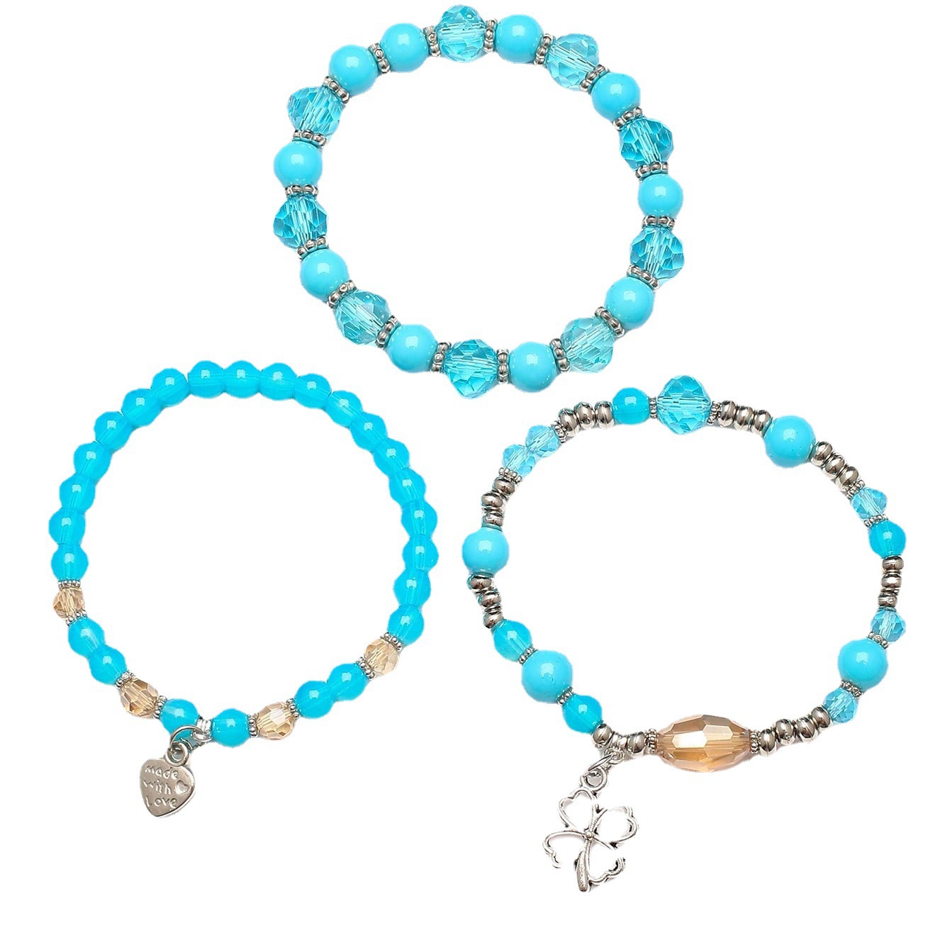 Bohemian Style Glass Beads Clover Pendant Bracelet