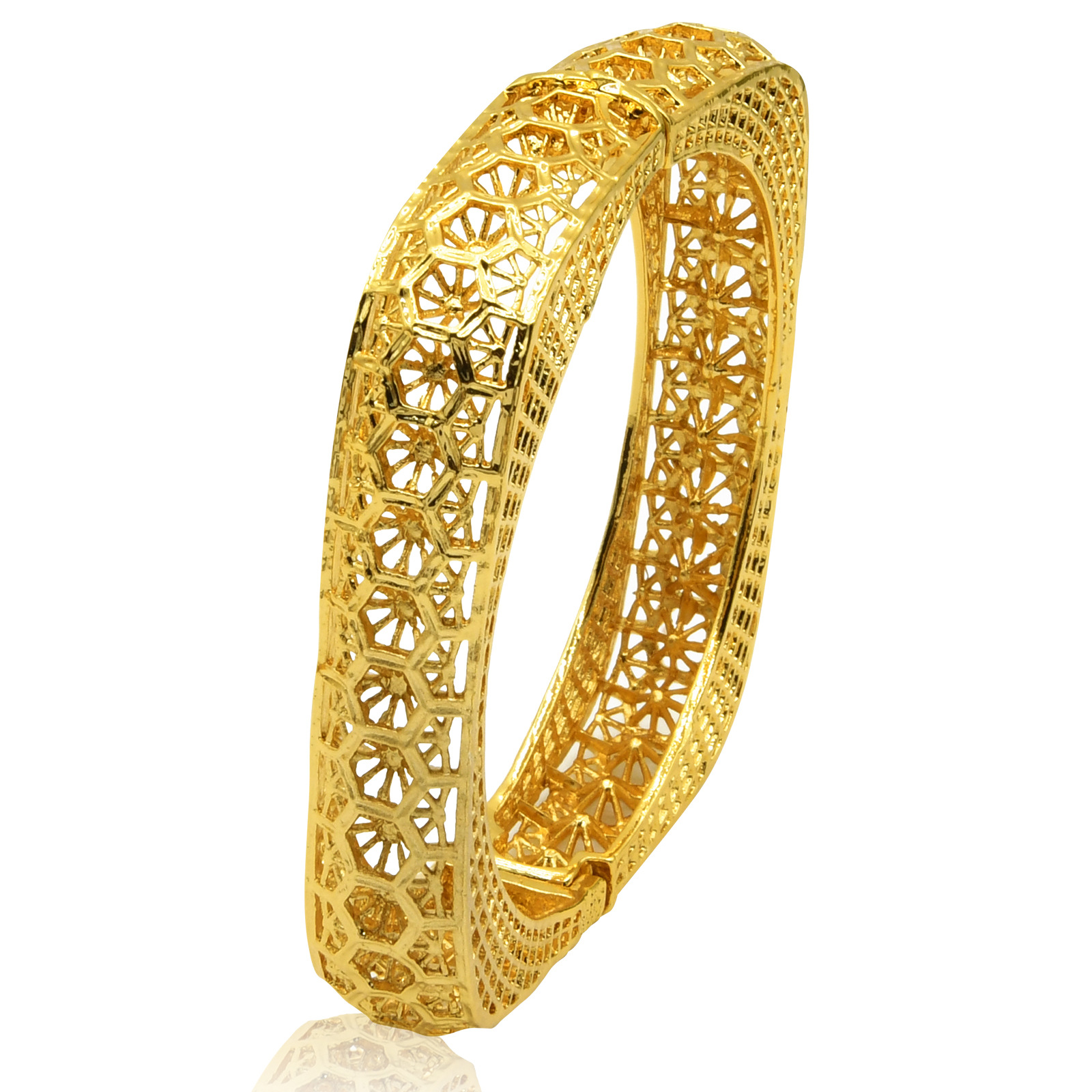 24K Gold-Plated Square Alloy Women's Wedding Bracelet