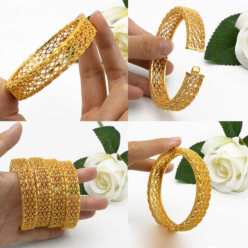 24K Hollow Alloy Bracelet for Dubai Brides and Nigerian Women