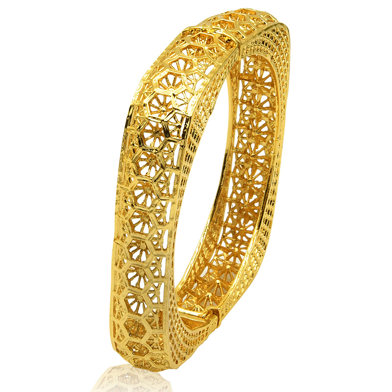 24K Gold-Plated Hollow Bride Wedding Bracelet for Women