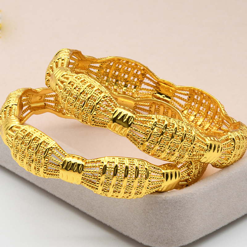24K Gold-Plated Hollow Bride Wedding Bracelet for Women