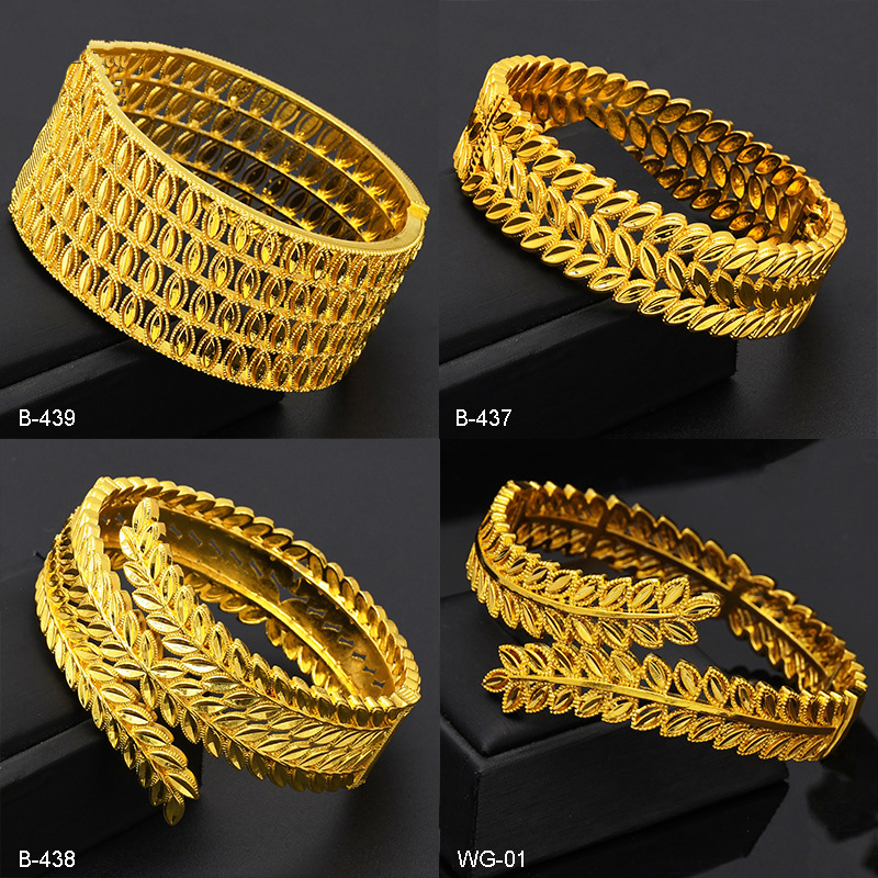 Gold-plated wheat ear leaf open bracelet jewelry