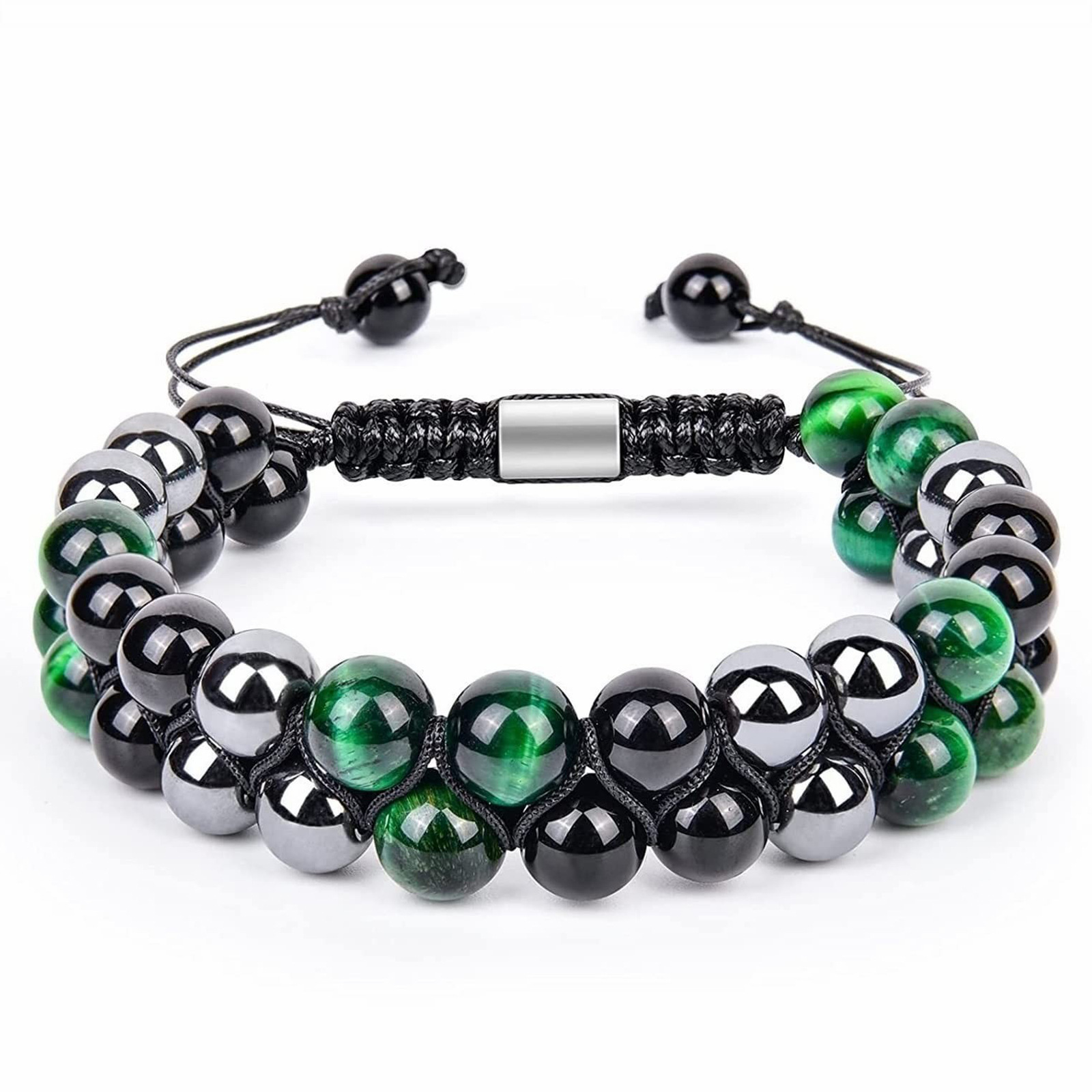 Double Layer Black Agate Black Magnet Bracelet for Men and Women