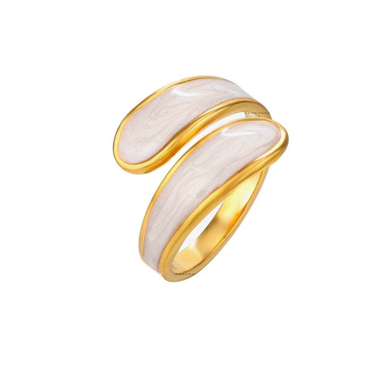 European and American Fashionable White Oil Dripping Stainless Steel Ring