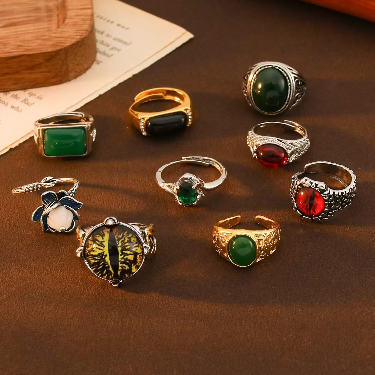 Devil's Eye Gemstone Ring Set