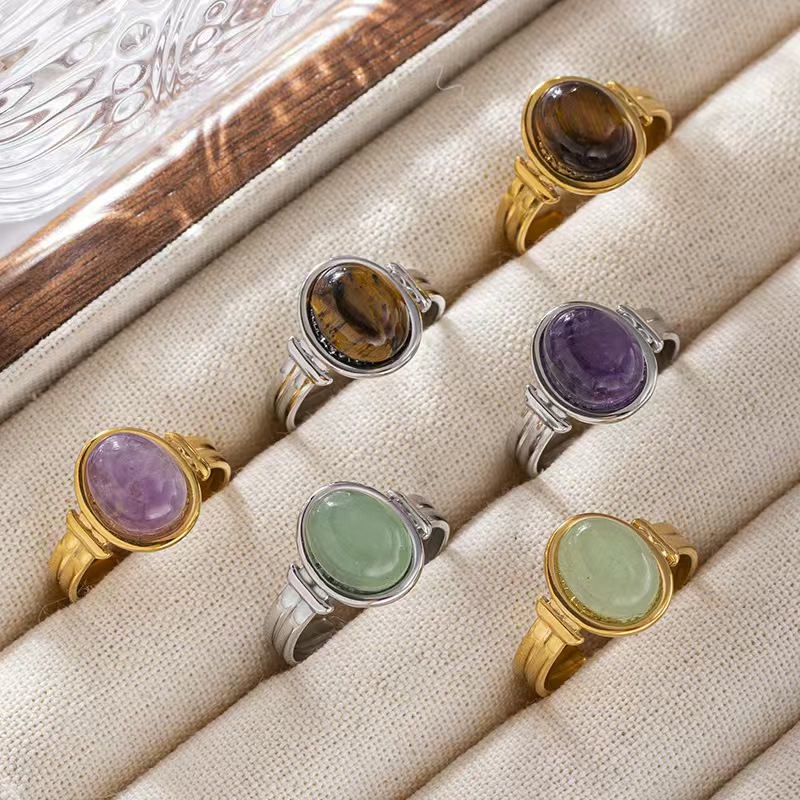 Retro Natural Stone Stainless Steel Ring