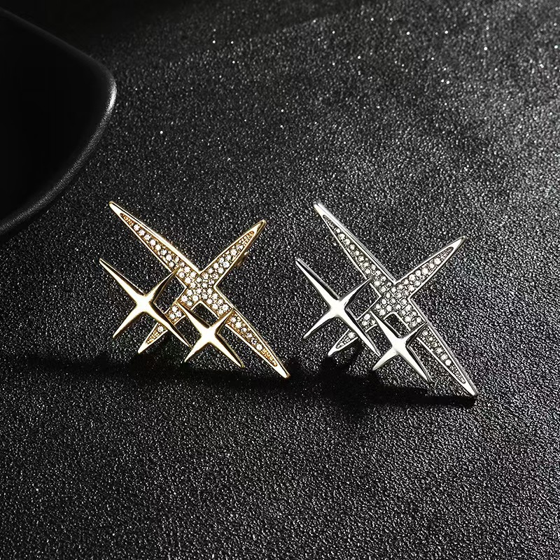 Ins Style Simple Elegant Cross Star Brooch