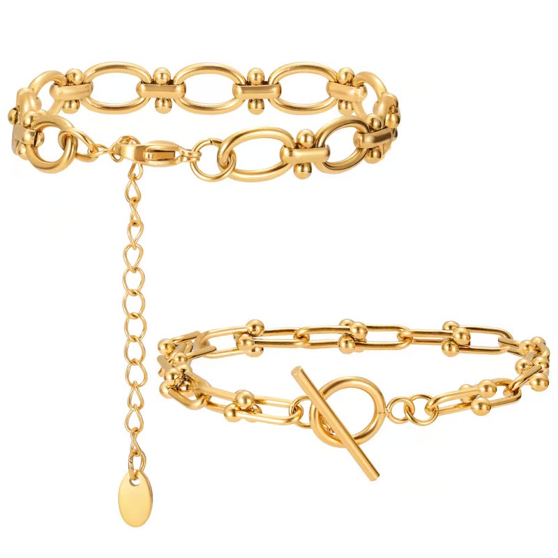 European and American Stainless Steel Vacuum Plated Hollow Bracelet