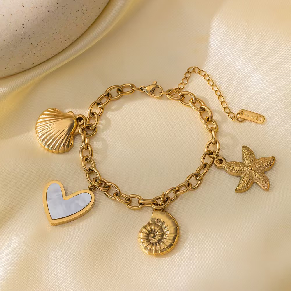 Luxury Stainless Steel Ocean Style Starfish Shell Bracelet