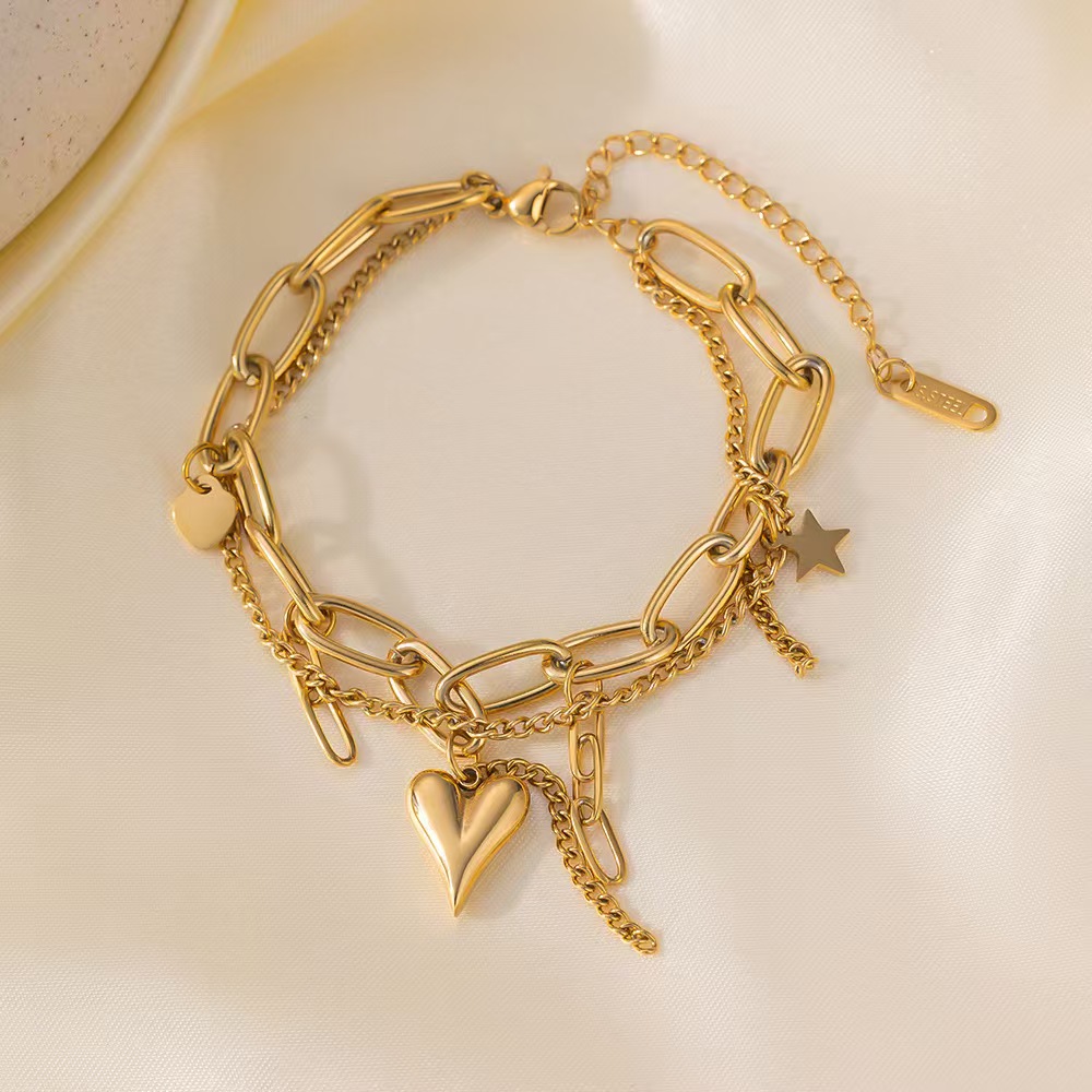 European and American Light Luxury Stainless Steel Three Dimensional Love Bracelet