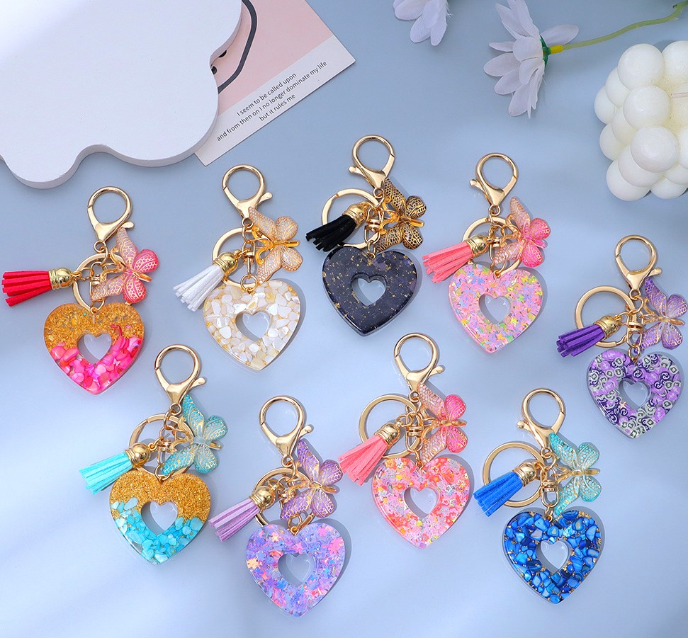 Hollow Heart Keychain Bag Charm