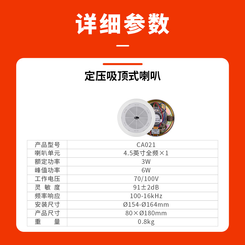 CA021 Ceiling Speaker System 3W Loudspeaker