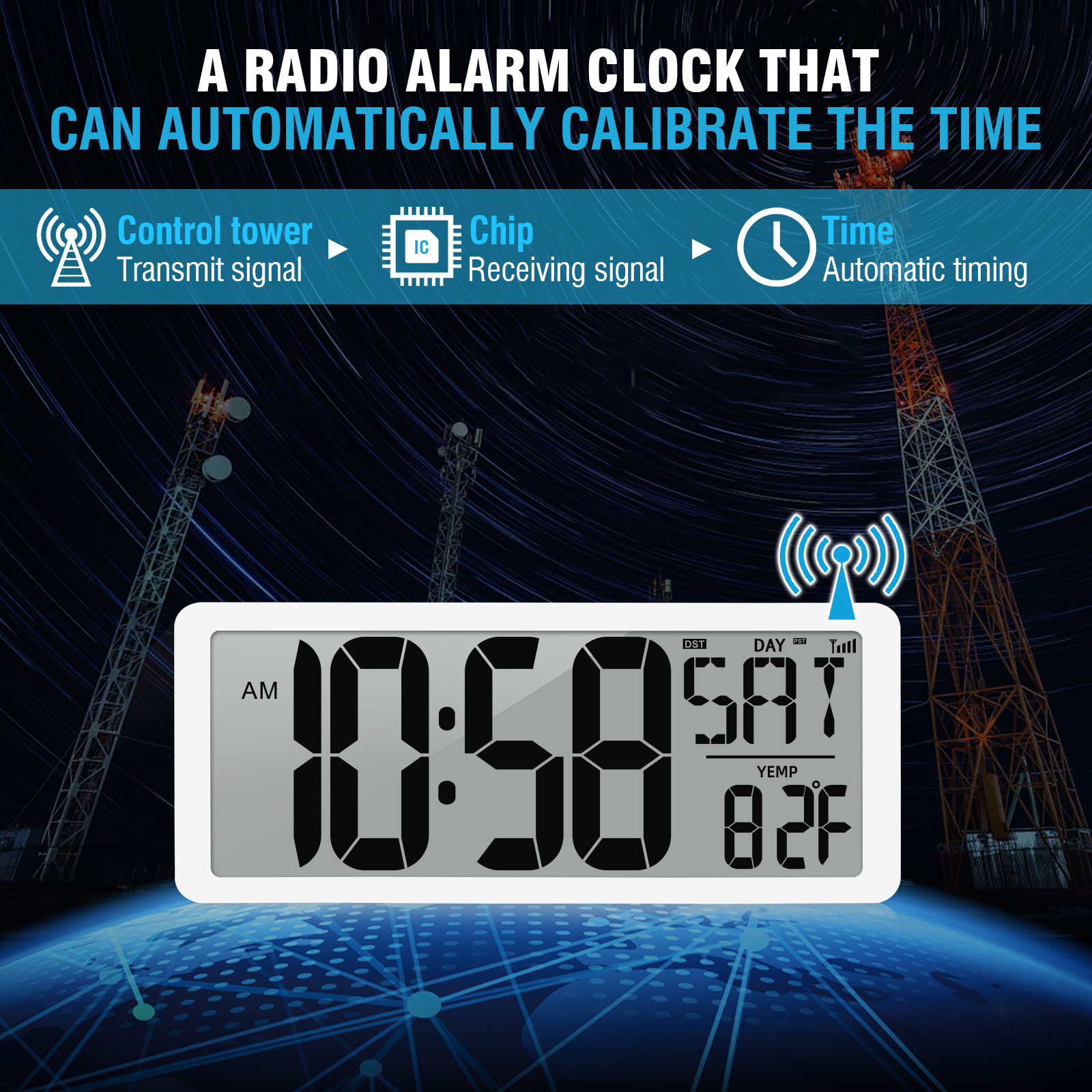 Radio Controlled Wall Clock with Alarm and Timer