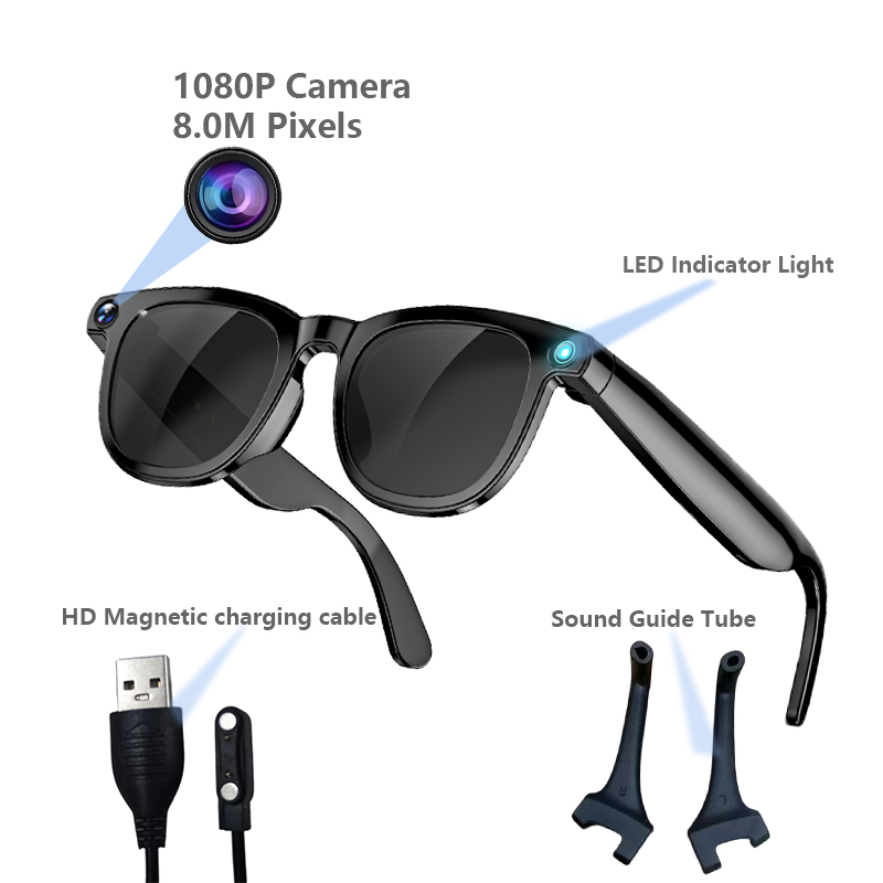 AI Smart Sunglasses with 8.0MP Camera and 1080P Video Recording