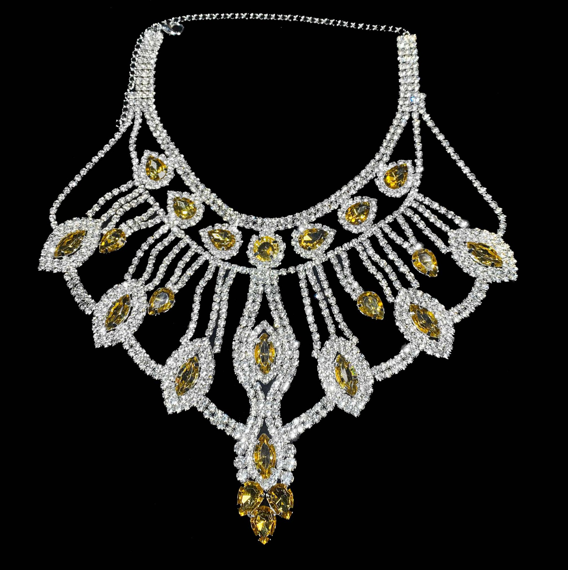 Women's Luxury AB Color Crystal Gem Statement Necklace