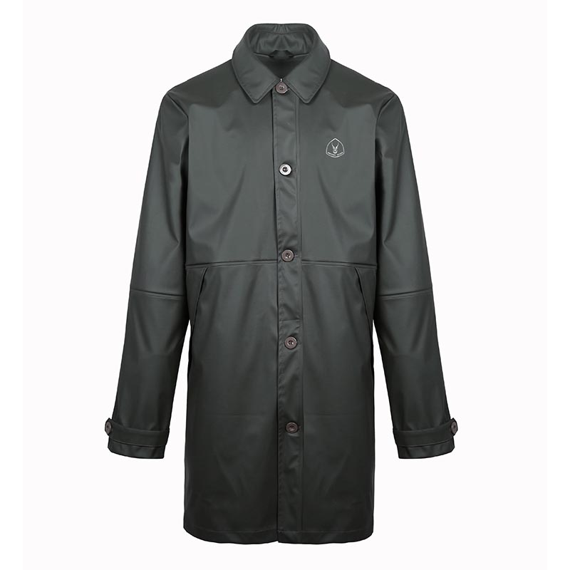 Men's Fashion PU Windbreaker Rain Jacket Long Parka
