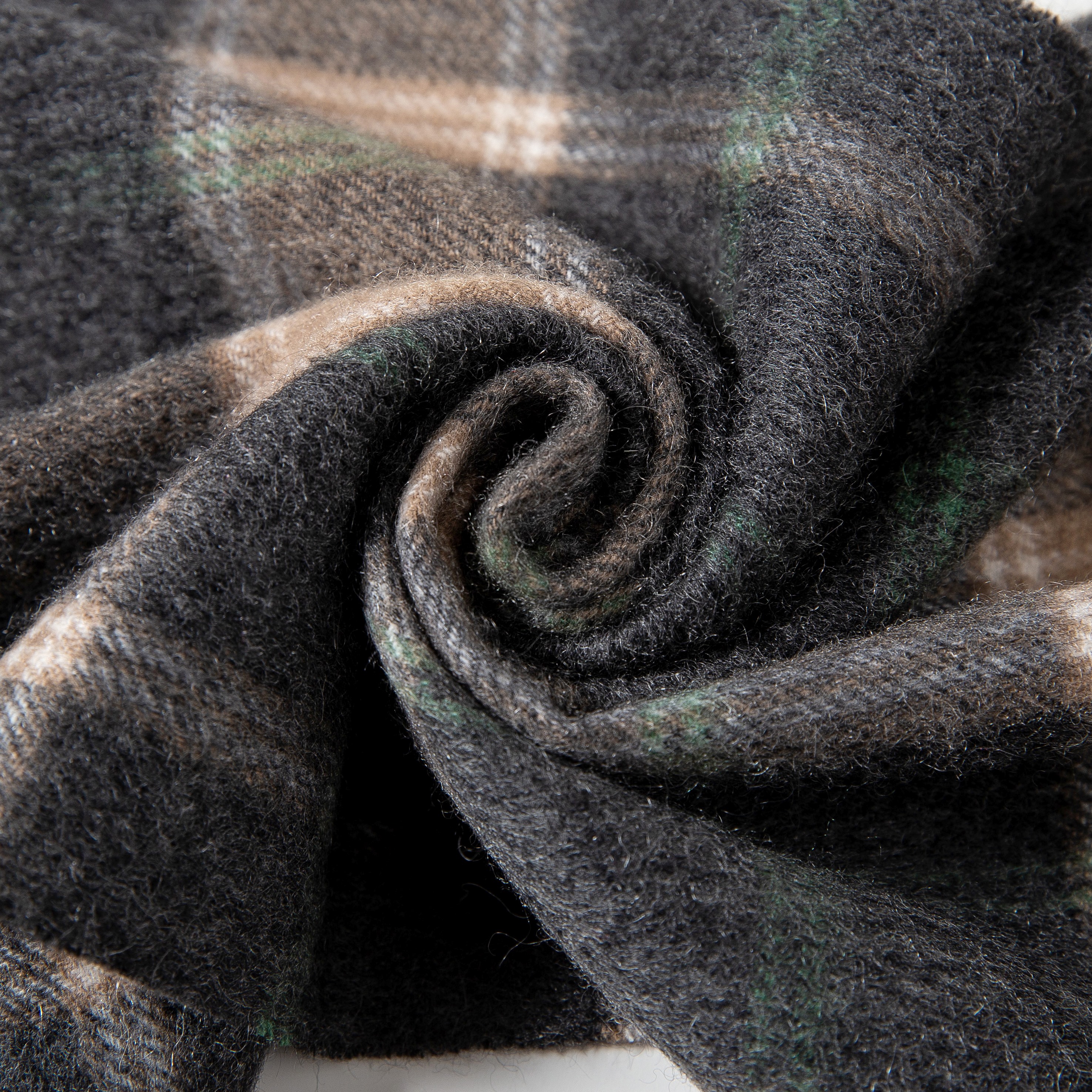 Long cashmere feel oversized thick fringed plaid scarves