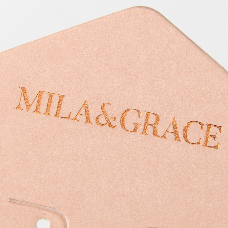 Custom Foil Logo Printing Pink Art Paper Hexagon Jewelry Earring Card