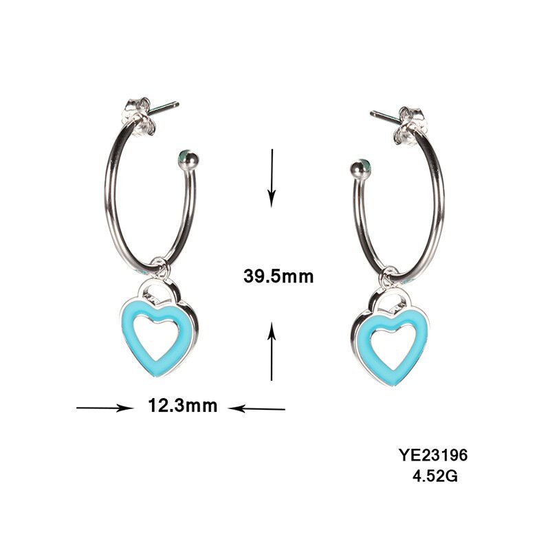 European and American Geometric Drop Glue Heart Earrings