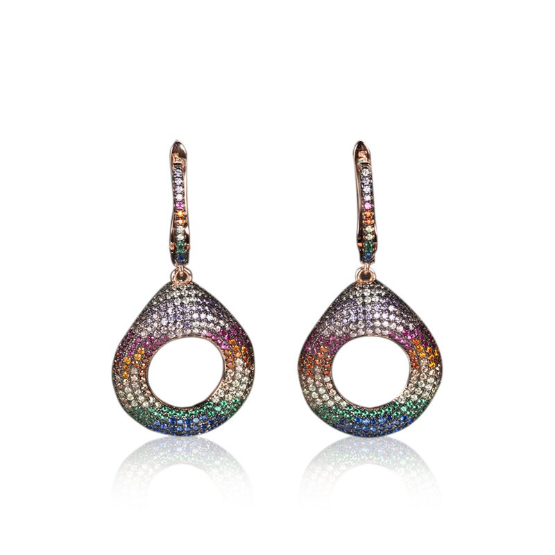 Color Zircon Vintage European and American Trendy Personality Earrings for Women