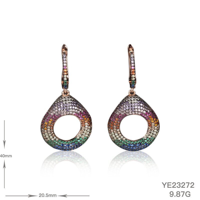 Color Zircon Vintage European and American Trendy Personality Earrings for Women