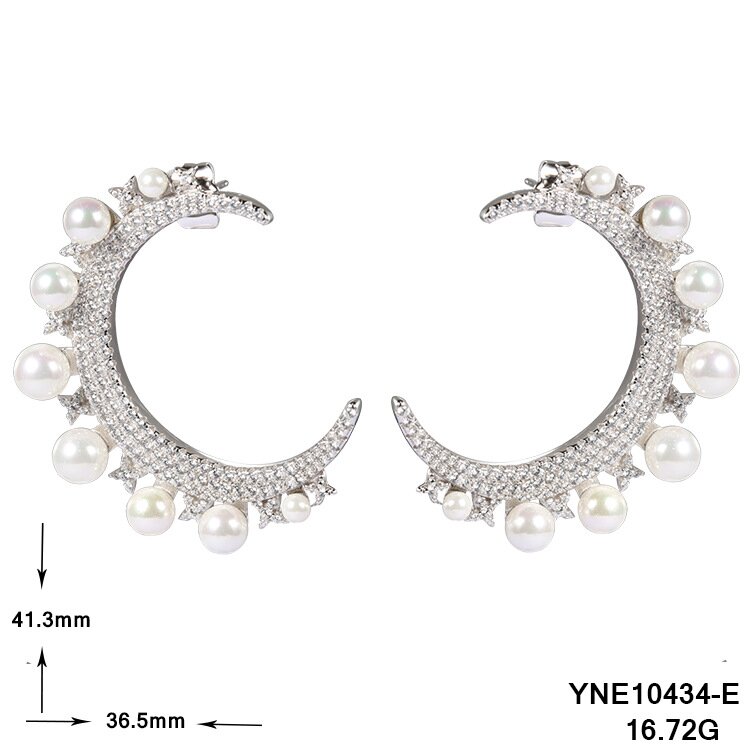 Western Moon Pearl Zircon Earrings