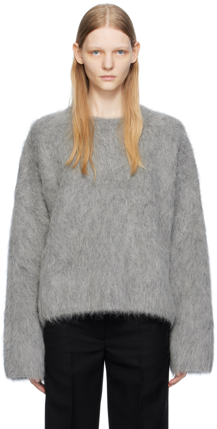 Custom OEM/ODM Silver Wool Long Sleeve Fleece Ladies Sweater