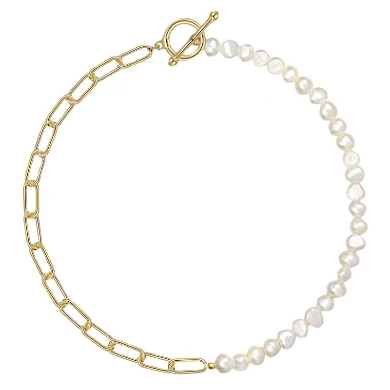 European and American Style Pearl Patchwork Chain Necklace