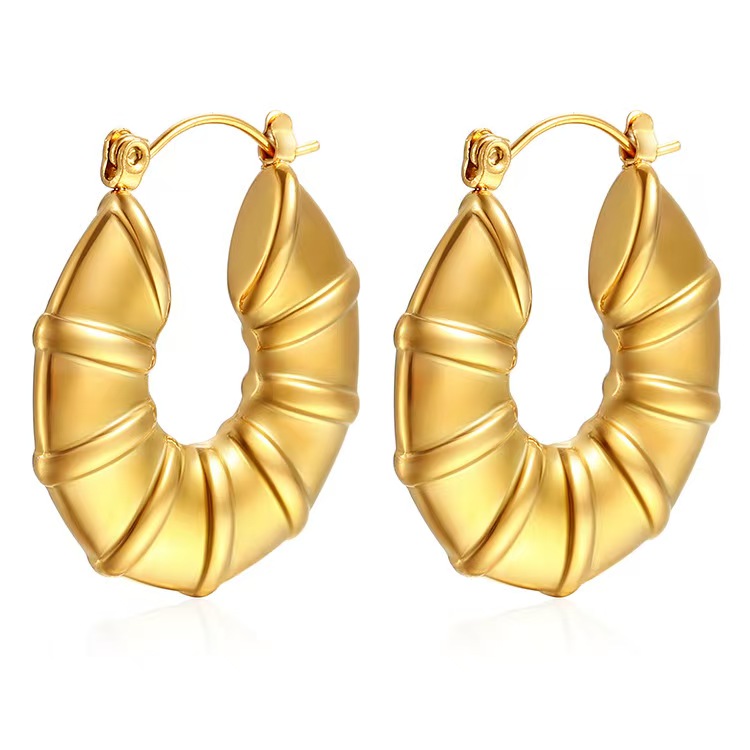 European and American Style Stainless Steel Hollow Hoop Earrings