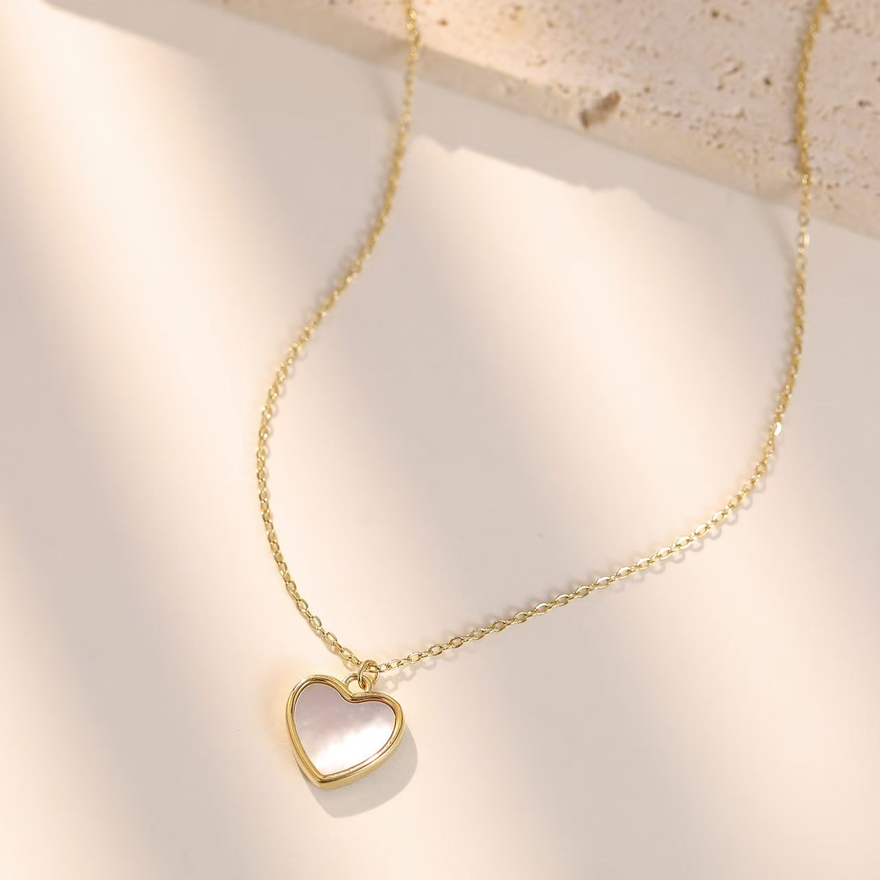 Sweet Peach Heart Stainless Steel Collarbone Chain