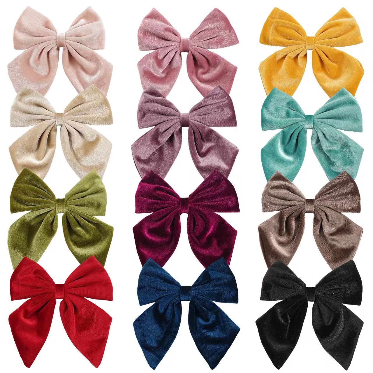 Retro Gold Velvet Braided Bow Hair Clip