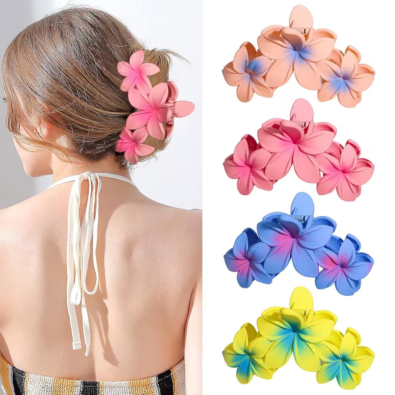 European and American Versatile Frosted Flower Shark Clip
