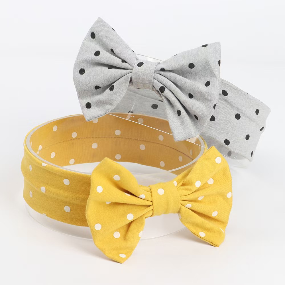 Cute polka dot printed bow headband
