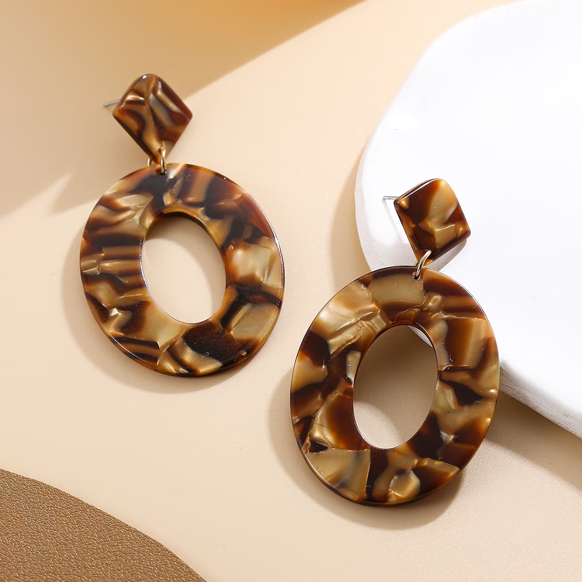 Acrylic Acetate Marble Tortoiseshell Earrings