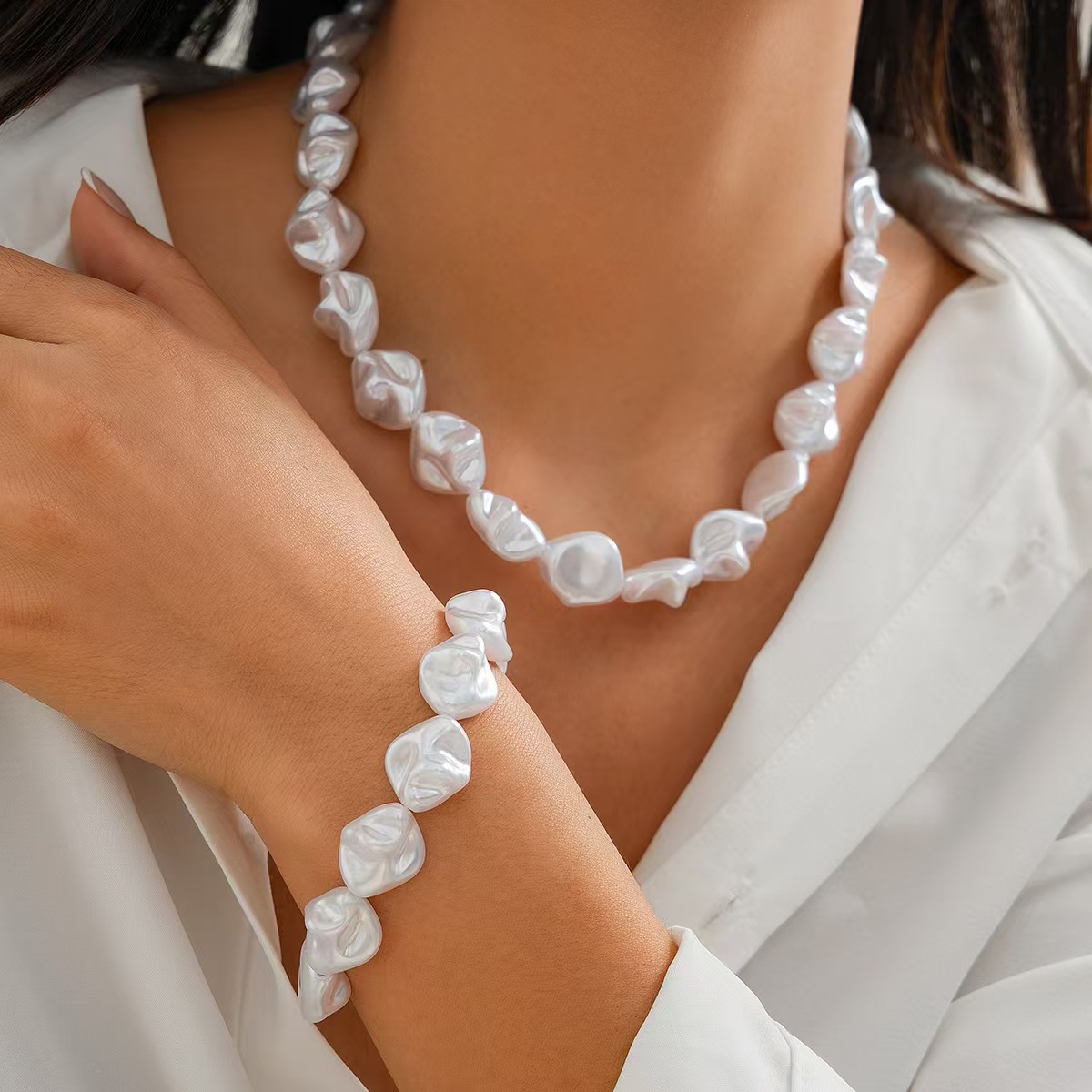 Irregular Shaped Pearl Necklace