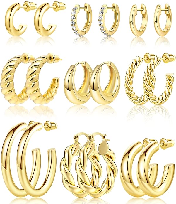 Amie Golden Hoop Earring Sets