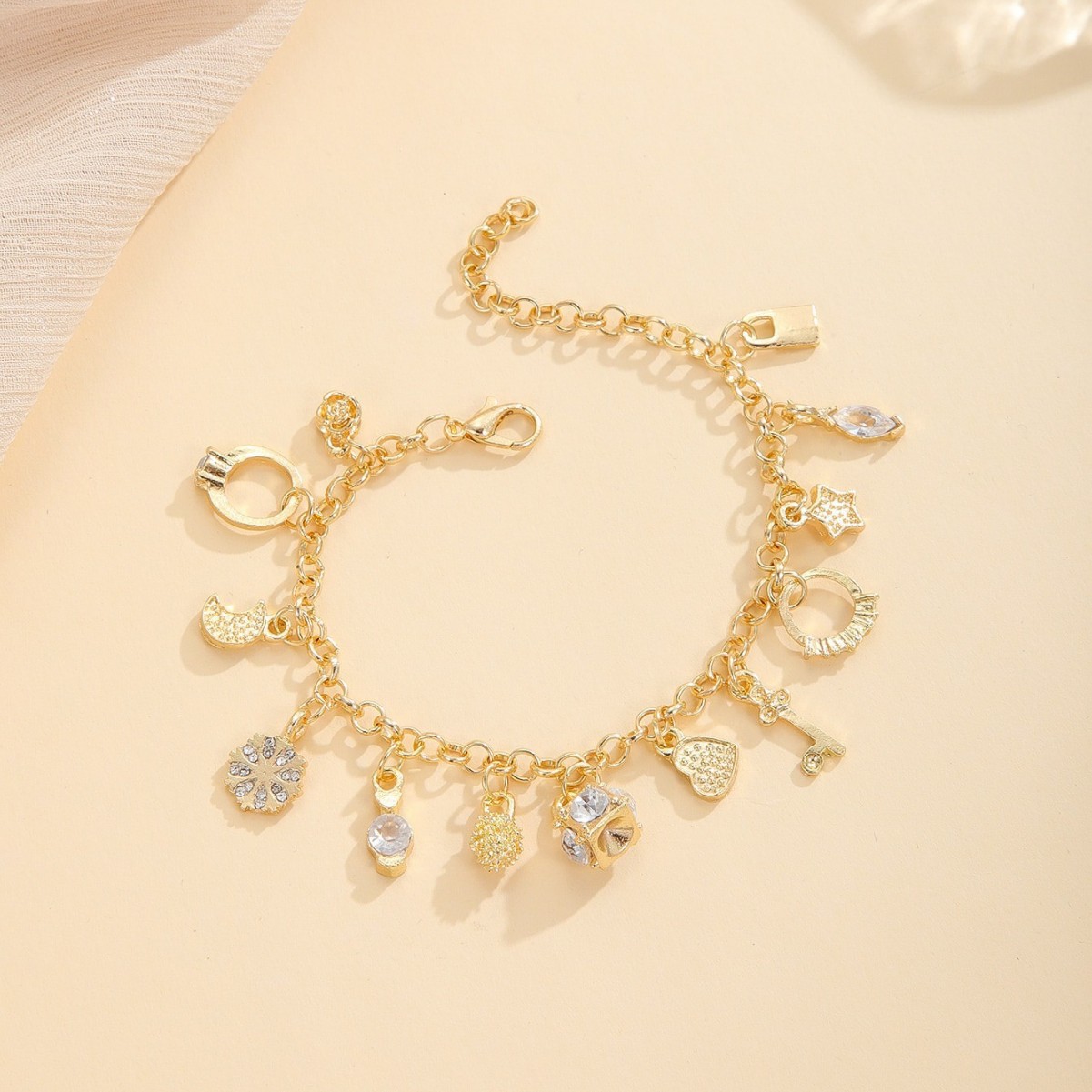 925 Silver Thirteen Charms Bracelet for Women