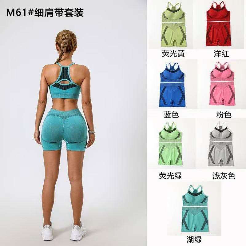 Seamless Yoga Bra and High Waist Shorts 2 Piece Activewear Set