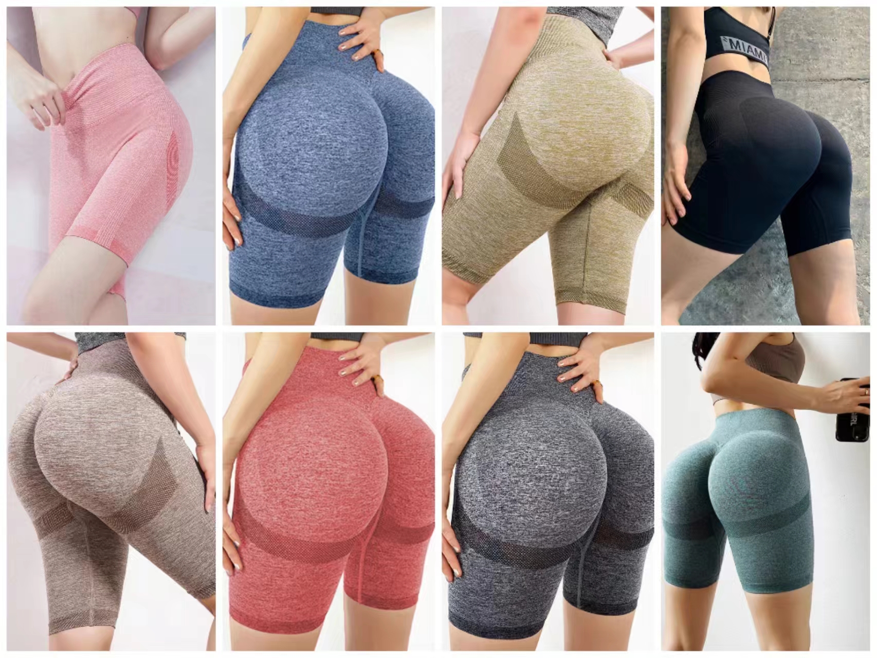 Women's High Waist Seamless Scrunch Biker Shorts
