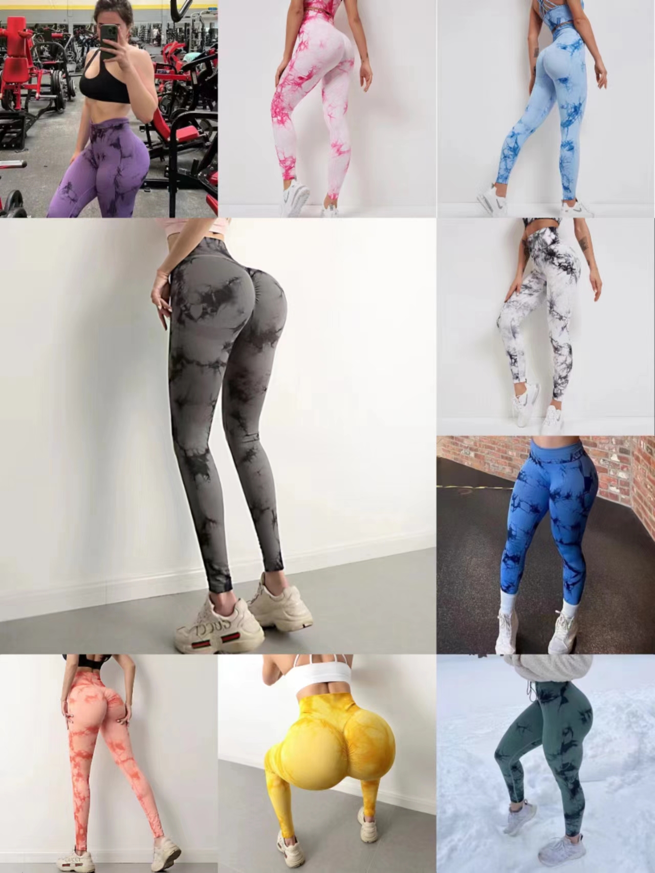Women's Tie-Dye High Waist Scrunch Yoga Leggings