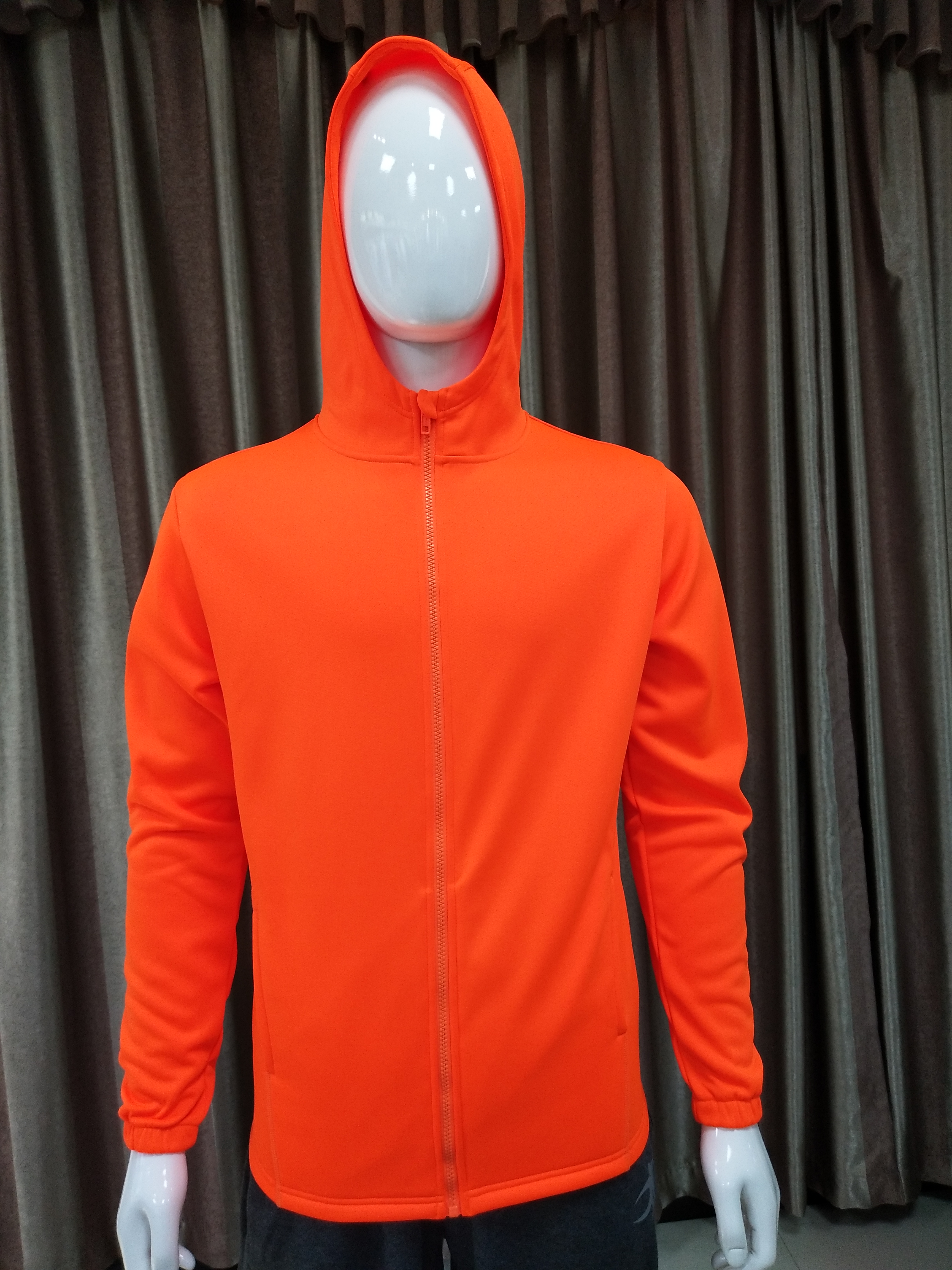 Fluorescent Orange Sanitation Uniform Hoodie with Zipper