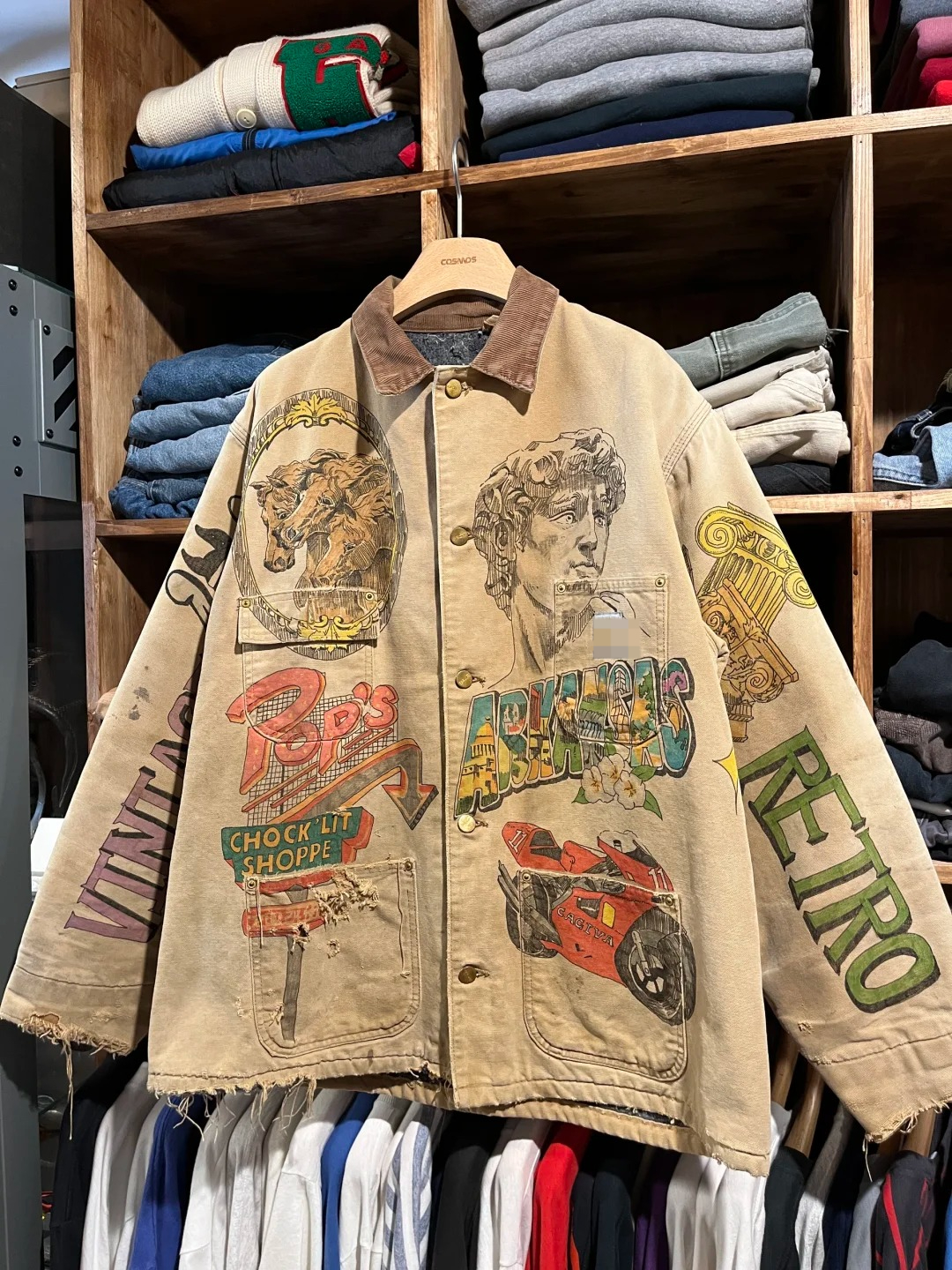 Custom LOGO Khaki Vintage Workwear Double Jacket Coat
