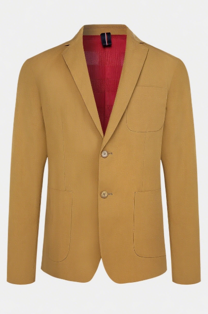 Yellow and Red Contrasting All-Cotton Casual Suit
