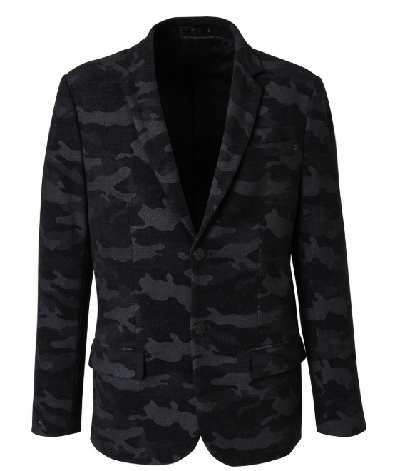 Black Camouflage Business Cotton Suit