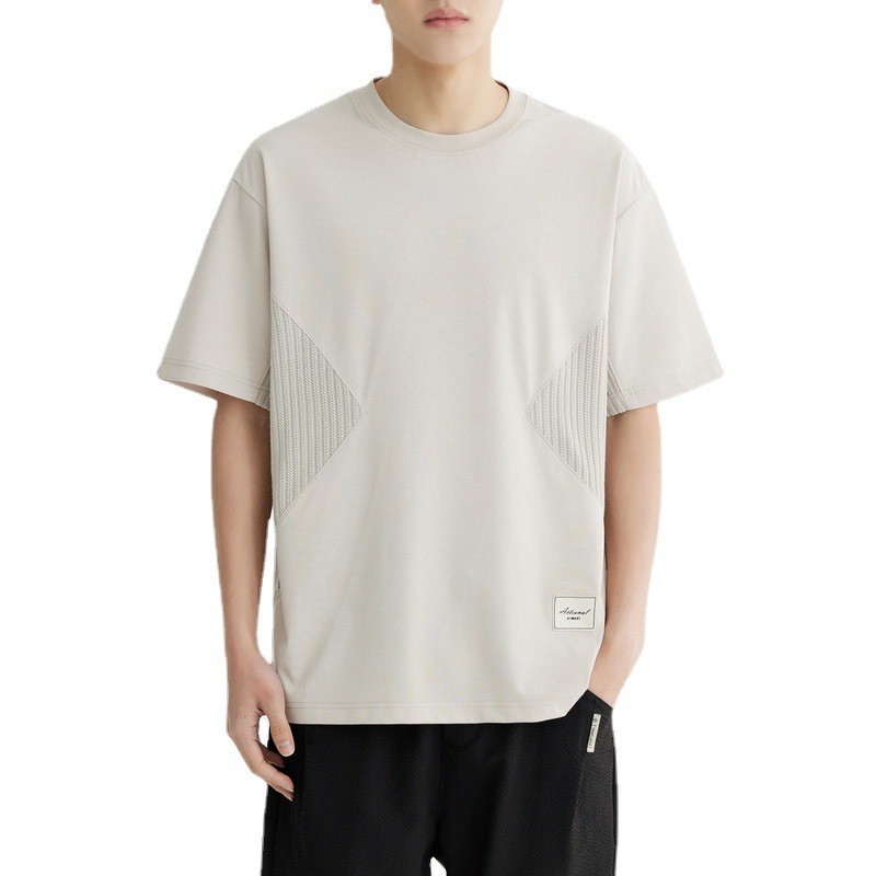 Men's Plain Splicing Quick Dry Drop Shoulder Short Sleeve T-Shirts